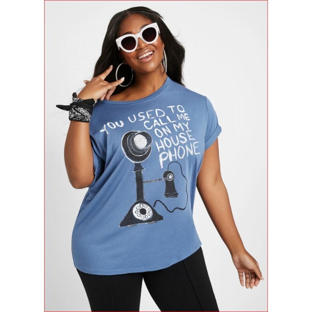Dubgee by Whoopi women t-shirt tee 9006-C cobalt blue modal cotton sz L $98